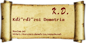Körözsi Demetria névjegykártya